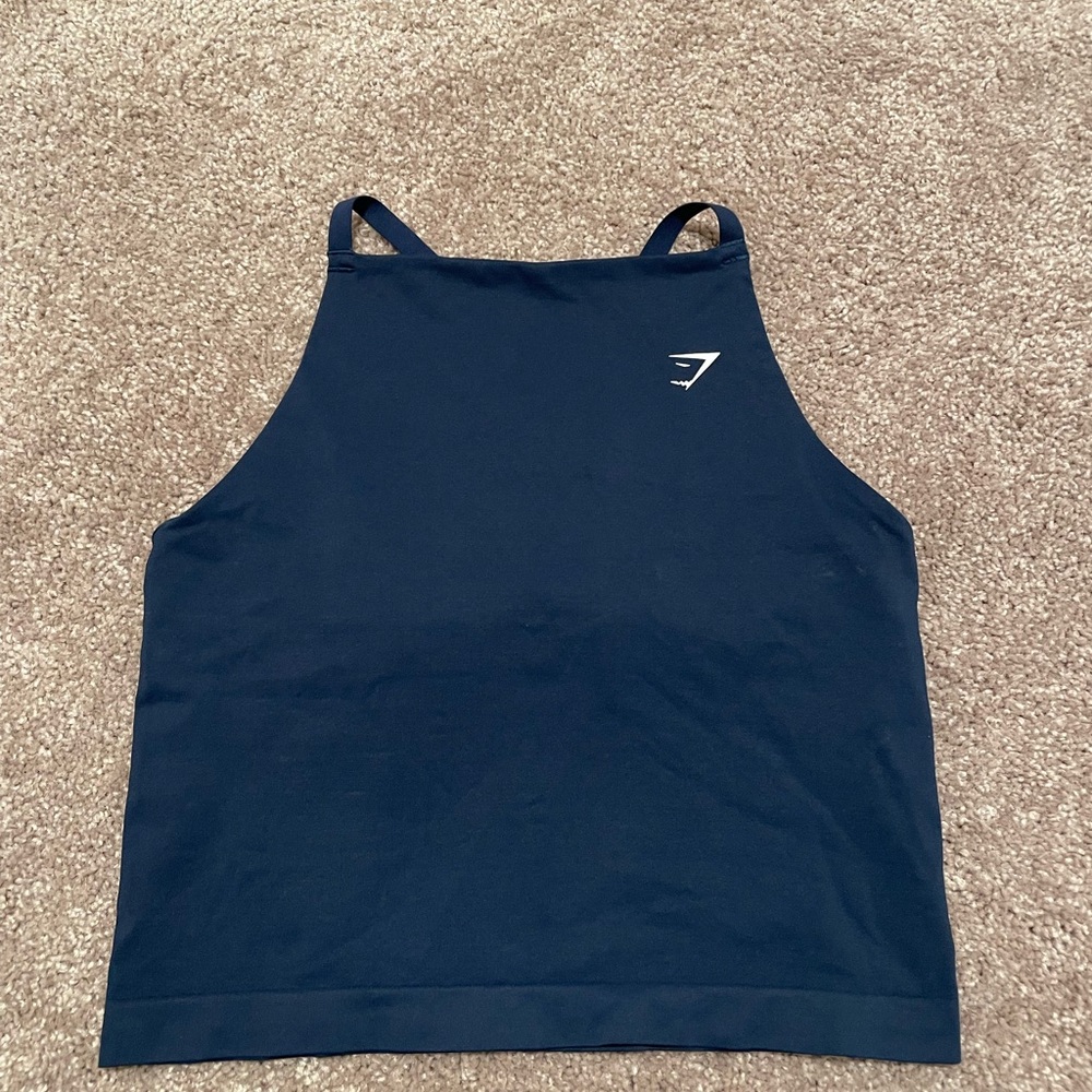 Women’s Gymshark Everyday Seamless High Neck Tank Sports Bra with Shelf 
Navy
M